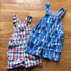 Oshkosh and Nautica plaid 18mo bib overall lot